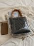 Medium Square Bag Clear Design With Straw Bag Double Handle