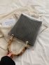 Medium Square Bag Clear Design With Straw Bag Double Handle