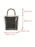 Medium Square Bag Clear Design With Straw Bag Double Handle