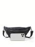 Zip Front Fanny Pack PU Black For Daily Life