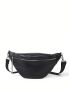 Zip Front Fanny Pack PU Black For Daily Life