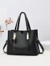 Litchi Embossed Square Bag PU Black