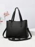 Litchi Embossed Square Bag PU Black