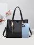 Litchi Embossed Square Bag PU Black