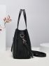 Litchi Embossed Square Bag PU Black