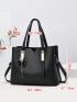 Litchi Embossed Square Bag PU Black