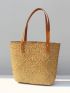 Studded Detail Straw Bag Vacation