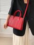 Medium Square Bag Red Fashionable Double Handle