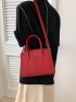 Medium Square Bag Red Fashionable Double Handle