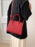 Medium Square Bag Red Fashionable Double Handle