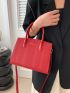 Medium Square Bag Red Fashionable Double Handle