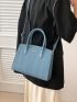 Embossed Detail Square Bag PU Blue