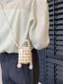 Mini Satchel Bag Faux Pearl Decor Top Handle