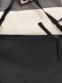 Medium Square Bag Black Pocket Front Adjustable Strap For Daily