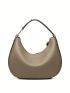 Litchi Embossed Hobo Bag Genuine Leather Top Handle For Daily