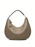 Litchi Embossed Hobo Bag Genuine Leather Top Handle For Daily