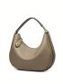 Litchi Embossed Hobo Bag Genuine Leather Top Handle For Daily