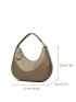 Litchi Embossed Hobo Bag Genuine Leather Top Handle For Daily