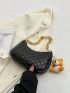 Letter Patch Hobo Bag Quilted Chain Strap With Bag Charm