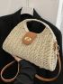 Medium Straw Bag Turn Lock