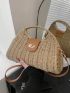 Medium Straw Bag Turn Lock