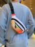 Colorblock Fanny Pack Geometric Pattern