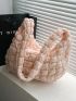 Oversized Ruched Bag Quilted Pattern Minimalist