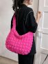 Oversized Ruched Bag Quilted Pattern Minimalist