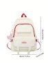 Two Tone Classic Backpack Letter Patch Decor Preppy