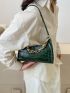 Small Baguette Bag Embossed Detail Chain Strap