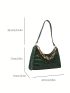 Small Baguette Bag Embossed Detail Chain Strap