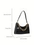 Small Baguette Bag Embossed Detail Chain Strap