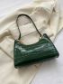 Small Baguette Bag Embossed Detail Chain Strap