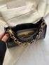 Small Baguette Bag Embossed Detail Chain Strap