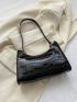 Small Baguette Bag Embossed Detail Chain Strap