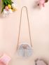 Crown & Mesh Decor Dome Bag Mini Holographic