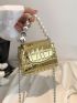 Mini Flap Square Bag Geometric Embossed Metallic Funky