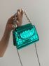 Mini Flap Square Bag Geometric Embossed Metallic Funky