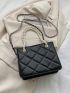 Mini Square Bag Quilted Pattern Pearl Decor Black