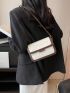 Mini Flap Square Bag Two Tone Embossed Detail