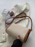 Mini Flap Square Bag Litchi Embossed Contrast Binding With Bag Charm