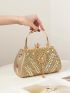 Small Box Bag Rhinestone & Tassel Decor Chain Strap