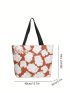 Large Capacity Shopper Bag Colorblock Letter Print