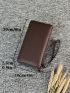 Litchi Embossed Long Wallet Zipper Brown For Business