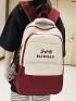 Medium Classic Backpack Colorblock Letter Pattern