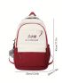 Medium Classic Backpack Colorblock Letter Pattern