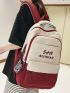 Medium Classic Backpack Colorblock Letter Pattern