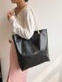 Medium Tote Bag Stitch Design Solid Color