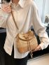 Mini Straw Bag Drawstring Design