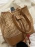 Mini Straw Bag Drawstring Design